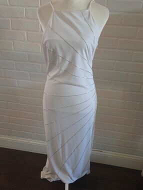 White Beaded Spiral Maxi Dress